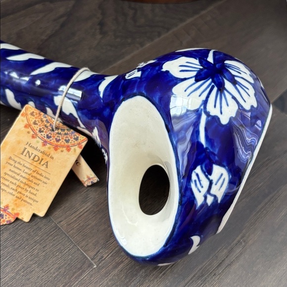 Ceramique Handcrafted in India,unique abstract shape,ceramic royal blue vase - Picture 9 of 12